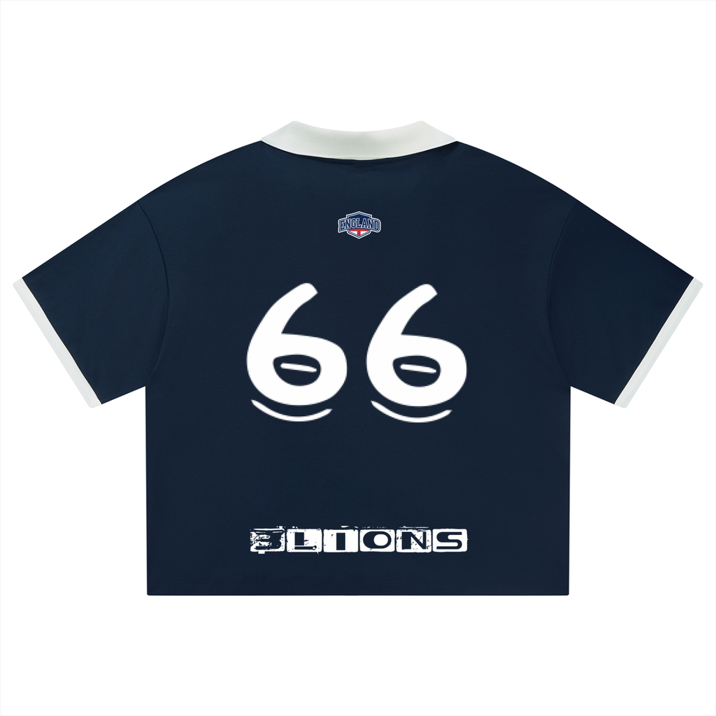 Camiseta retro blockcore Three Lions azul DAWS Sporting Club espalda 