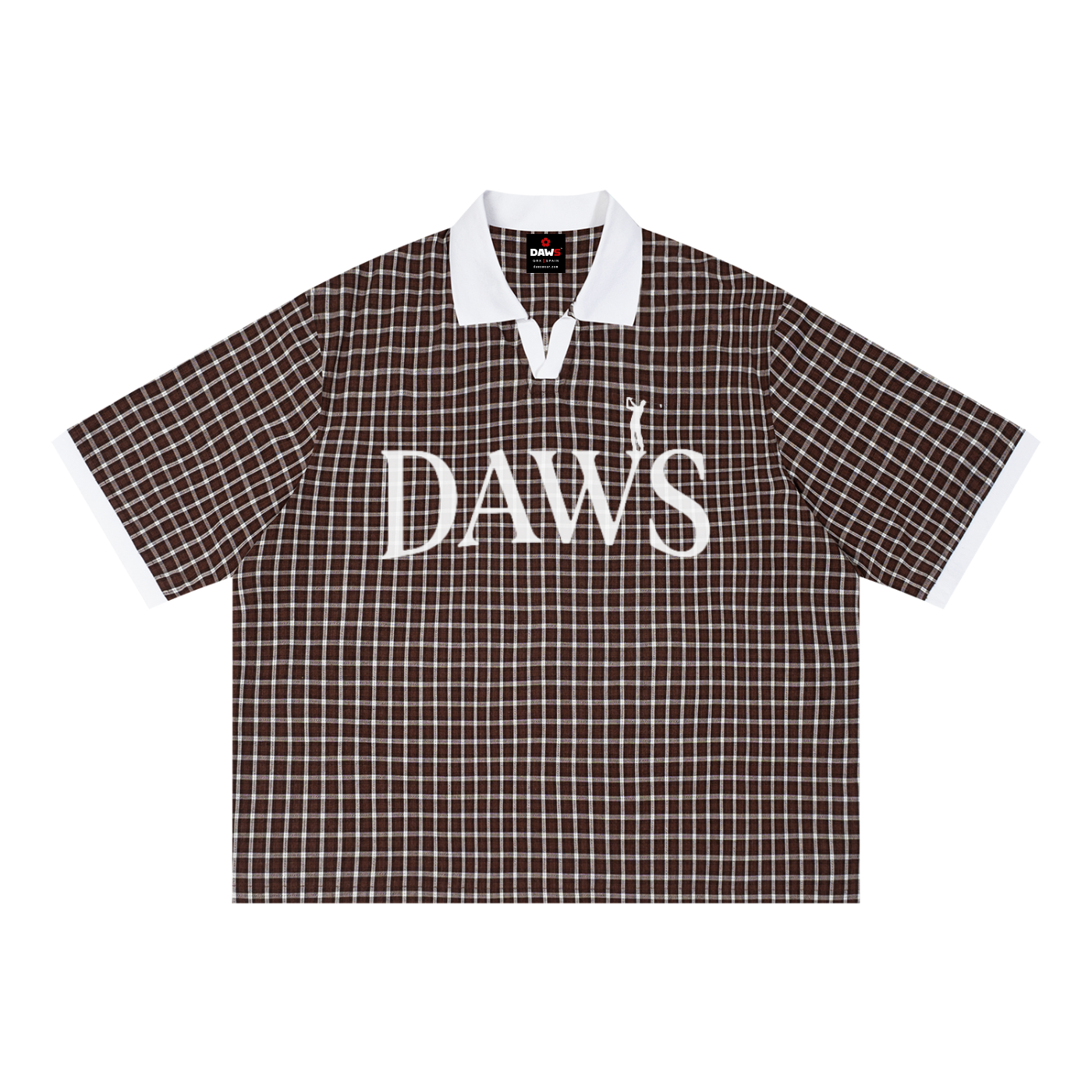 Unisex Boxy Plaid Color Block Polo Shirt