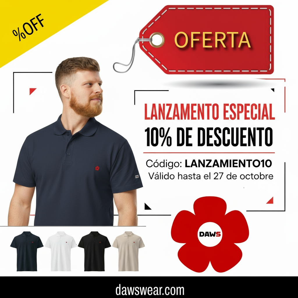Banner promocional DAWS con polo Navy