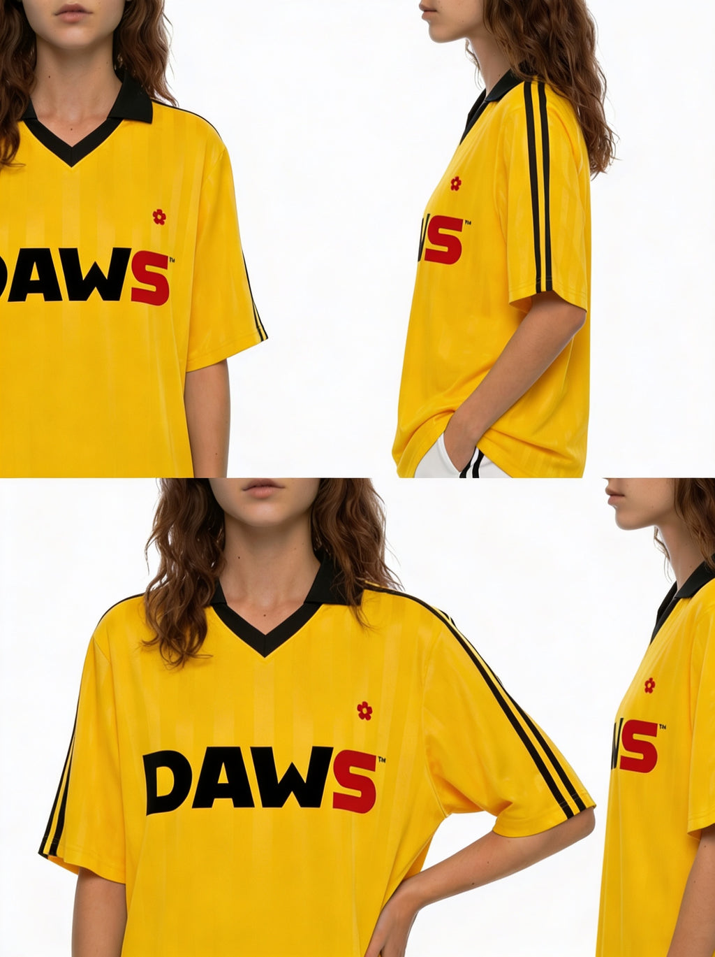 Exclusiva camiseta retro de fútbol de DAWS en amarilla y negro con número a la espalda de estilo amplio y único
