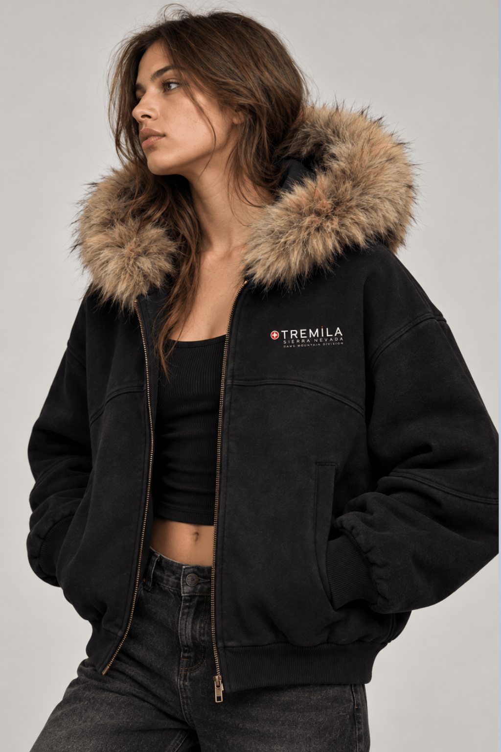 +3000 Fur Hoodie Black - Chaqueta DAWS