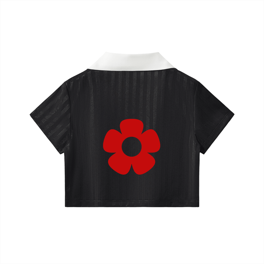 Camiseta Cropped de Rayas Stadium Black Negro & Blanco - Camisetas Futbol DAWS