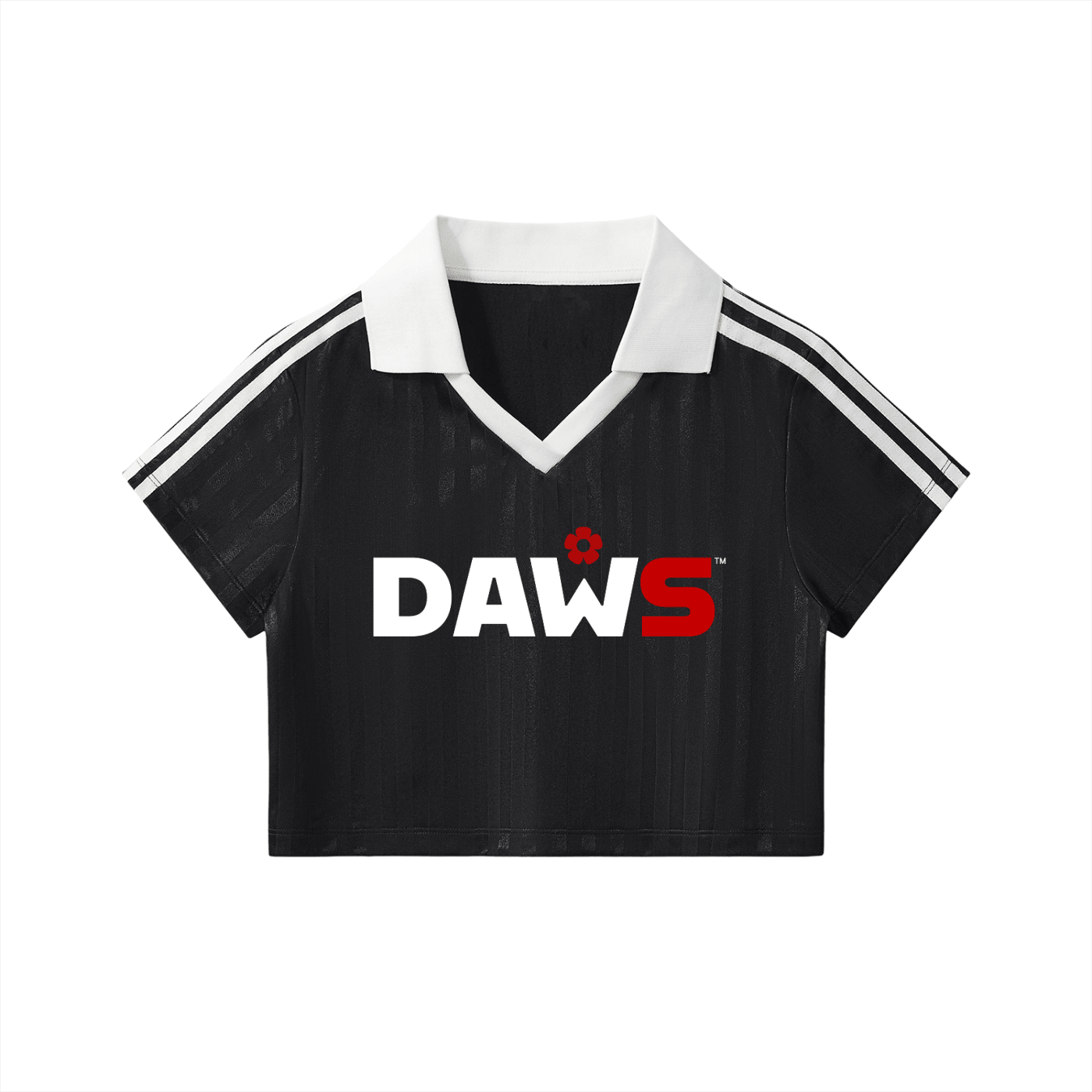 Camiseta Cropped de Rayas Stadium Black Negro & Blanco - Camisetas Futbol DAWS
