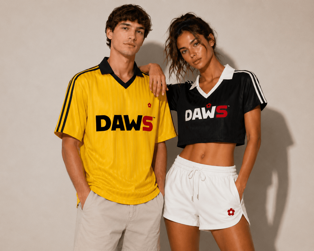 Camiseta Cropped de Rayas Stadium Black Negro & Blanco - Camisetas Futbol DAWS