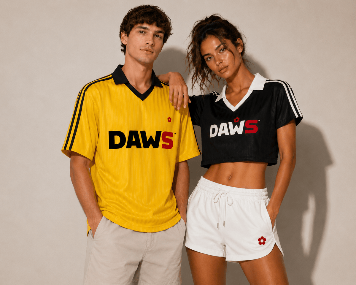 Camiseta Cropped de Rayas Stadium Black Negro & Blanco - Camisetas Futbol DAWS