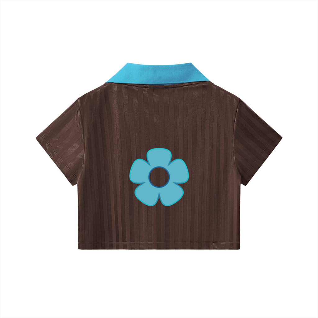 Camiseta Cropped de Rayas Stadium Blue Café & Azul - Camisetas Futbol DAWS