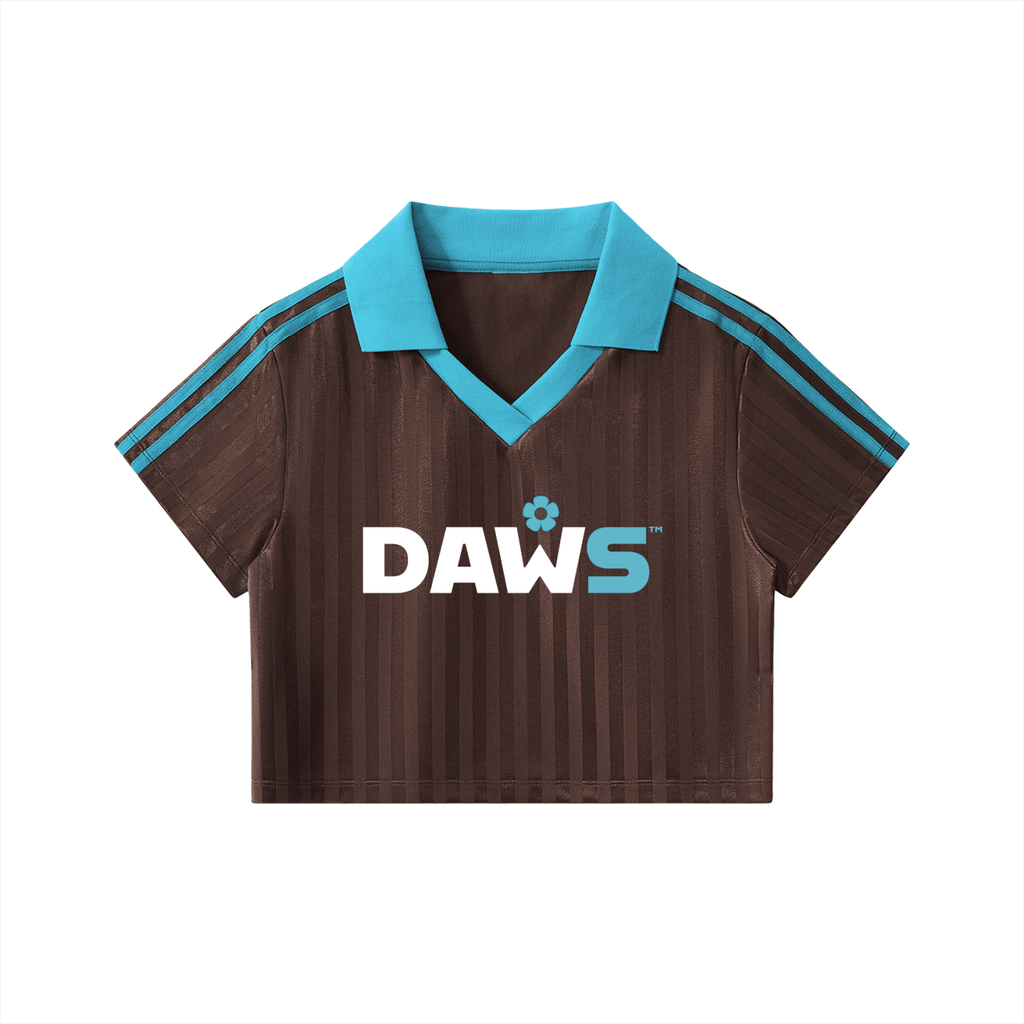 Camiseta Cropped de Rayas Stadium Blue Café & Azul - Camisetas Futbol DAWS