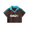 Camiseta Cropped de Rayas Stadium Blue Café & Azul - Camisetas Futbol DAWS