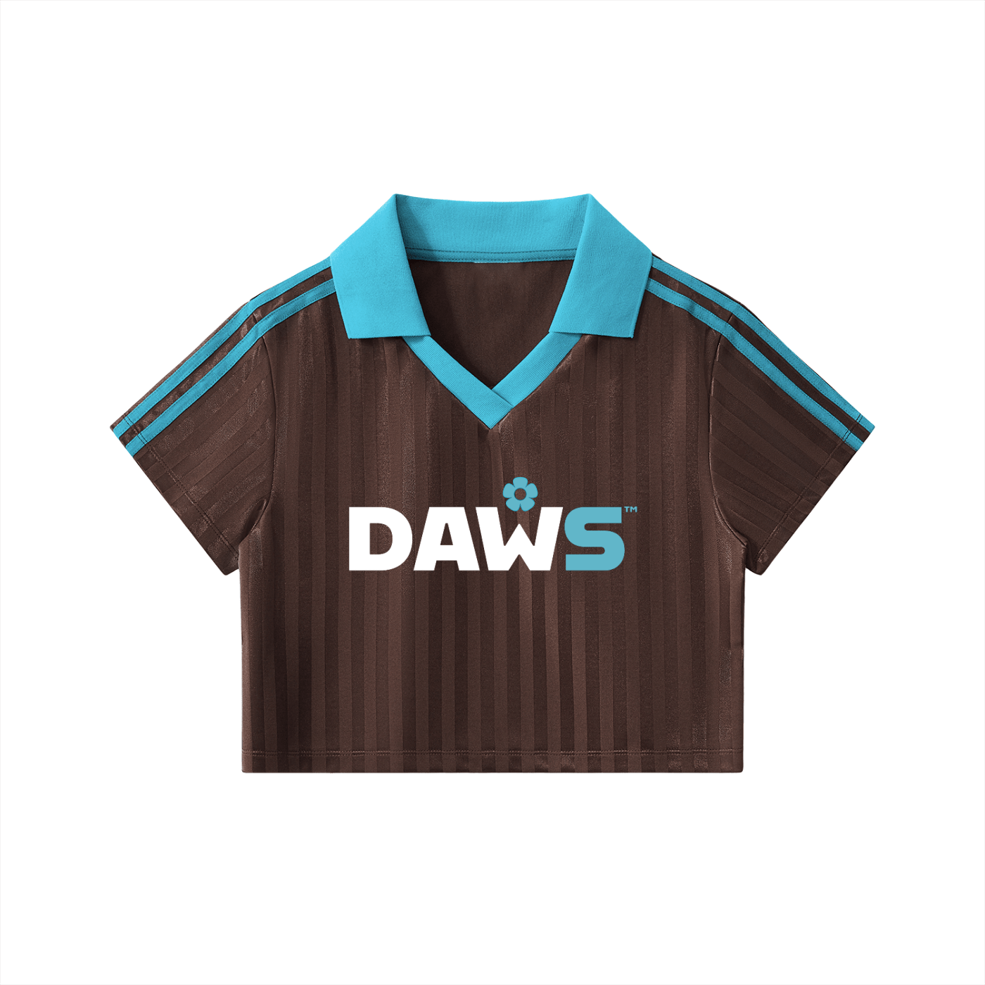 Camiseta Cropped de Rayas Stadium Blue Café & Azul - Camisetas Futbol DAWS