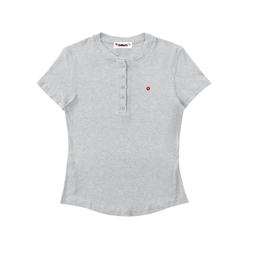Camiseta Modal Bodycon Henley - Vera Redflower color - Streetwear DAWS