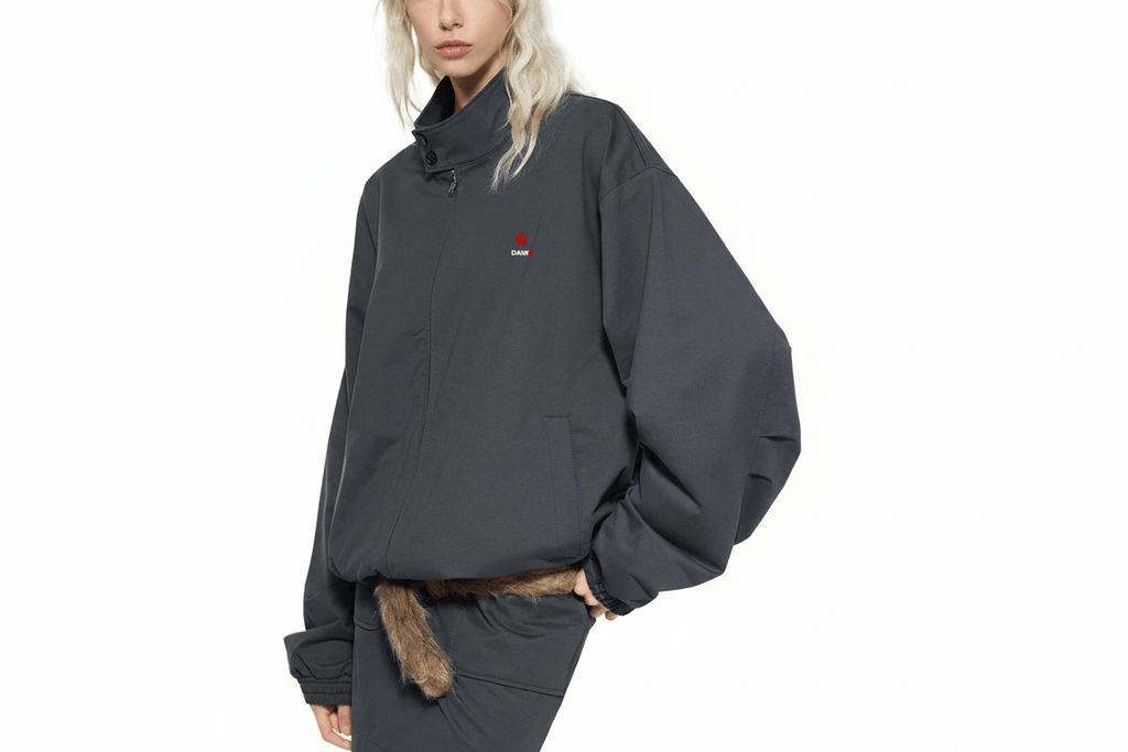 Chaqueta bomber de cuello alto negra o gris DAWS Select unisex color - Streetwear DAWS