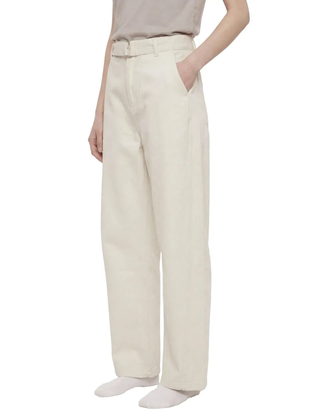 Chino Barrel Blanco Mujer Blanco roto - Pantalones DAWS