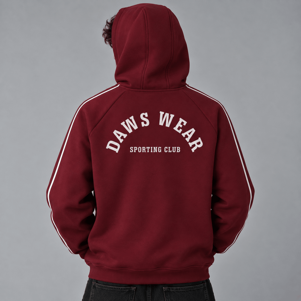D.W.S.c. Heavyweight Raglan Zip Hoodie — Bordó Dull Red - DAWS