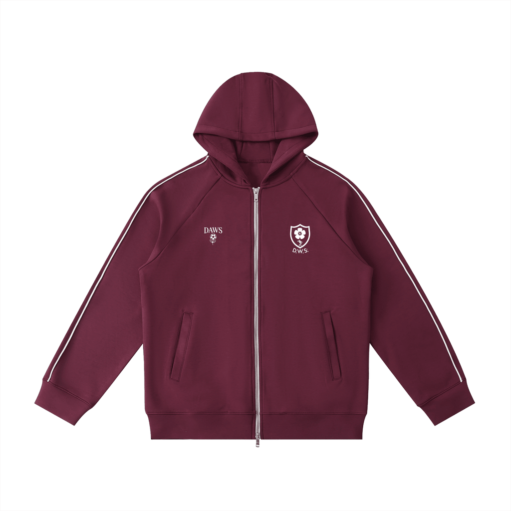 D.W.S.c. Heavyweight Raglan Zip Hoodie — Bordó Dull Red - DAWS