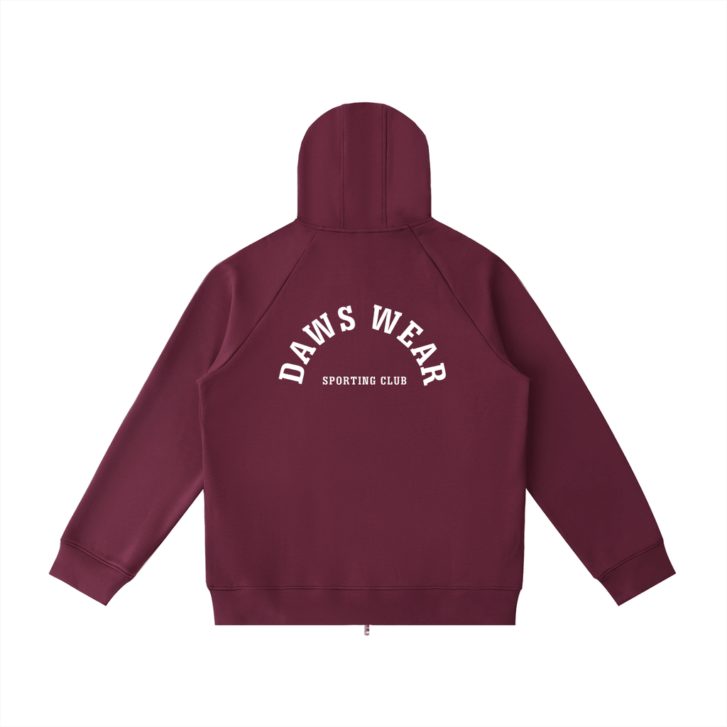 D.W.S.c. Heavyweight Raglan Zip Hoodie — Bordó Dull Red - DAWS