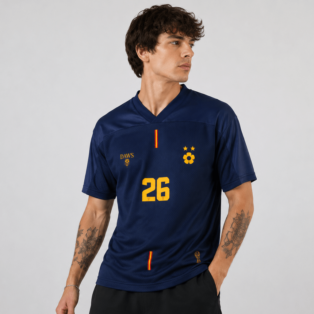 España Elegante 26 - Fútbol con Dos Estrellas Rojo - Camisetas Futbol DAWS
