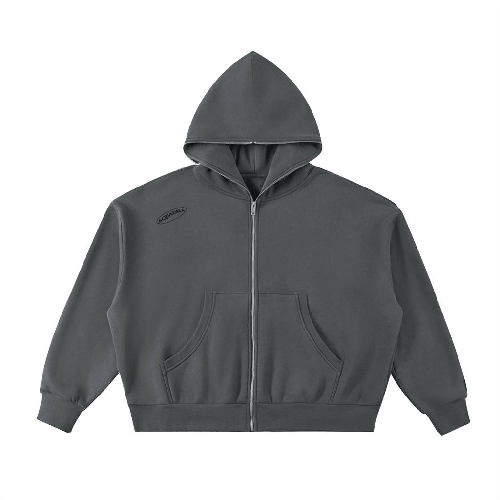 HALO ASH Full-Zip Boxy Hoodie Charcoal Gray - Sudadera DAWS