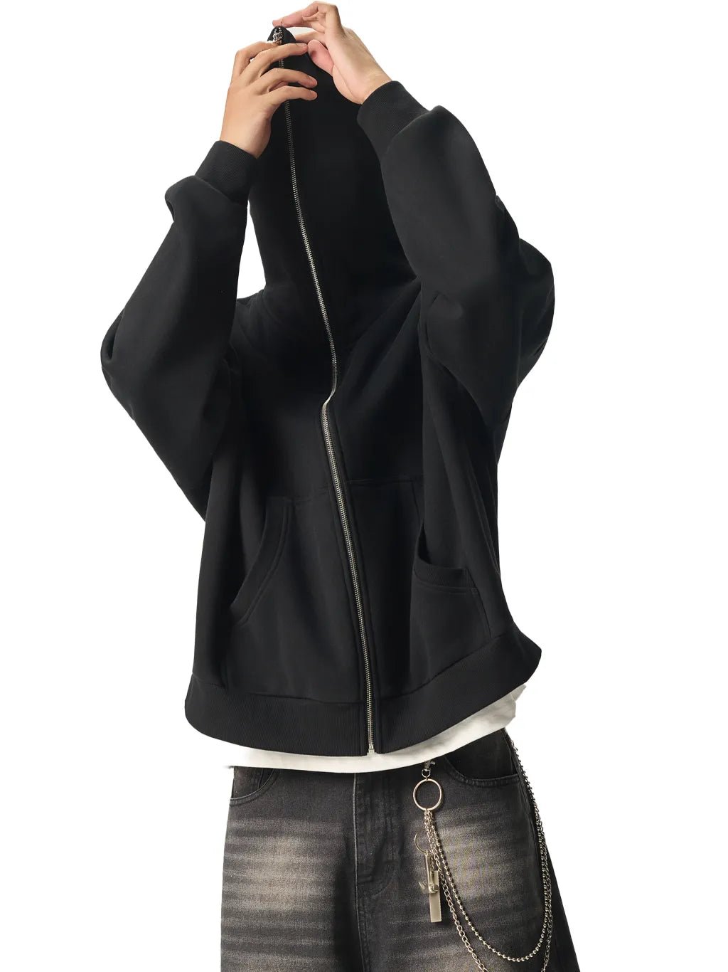 HALO VOID Full-Zip Boxy Hoodie Black - Sudadera DAWS