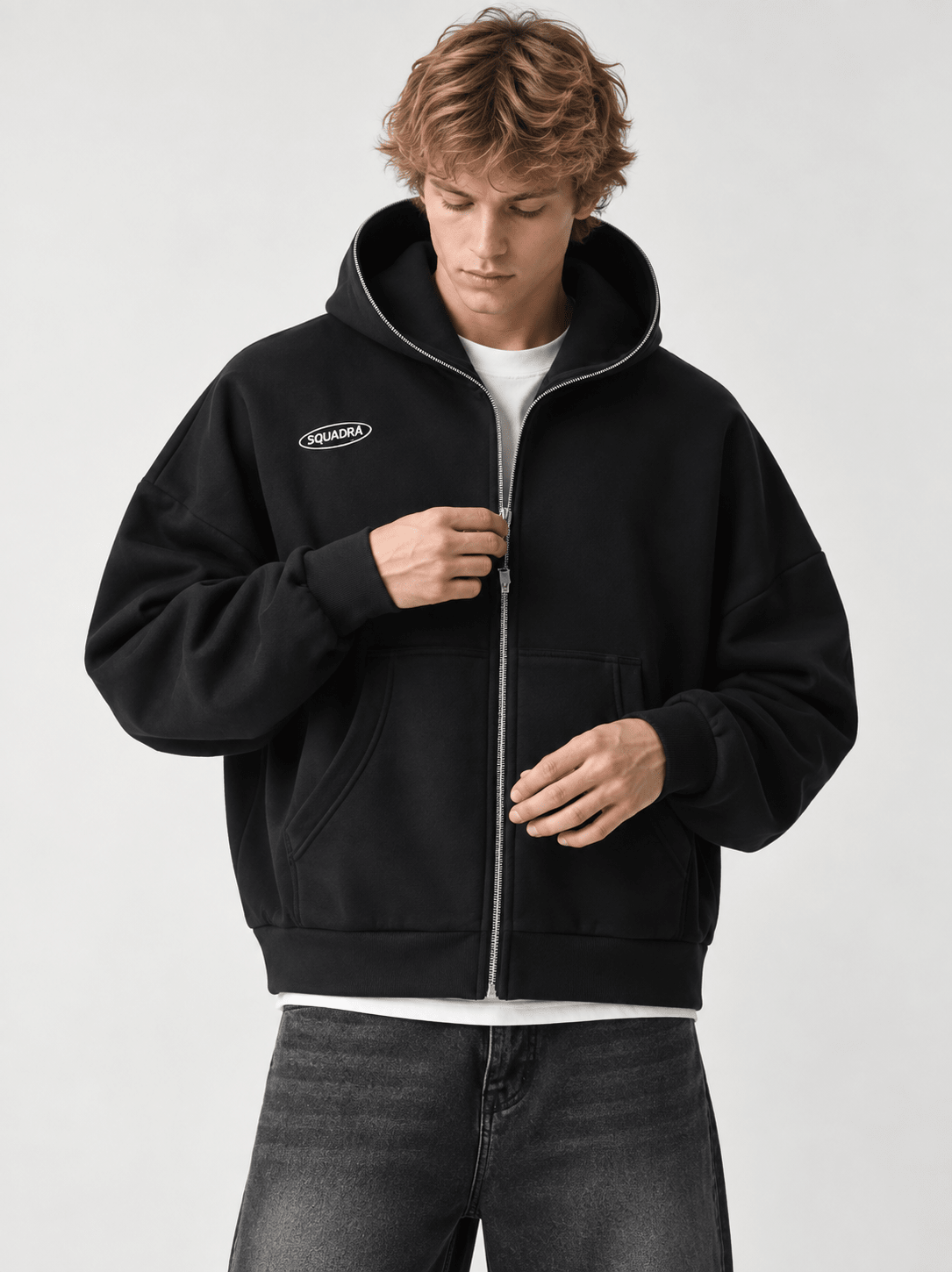 HALO VOID Full-Zip Boxy Hoodie Black - Sudadera DAWS