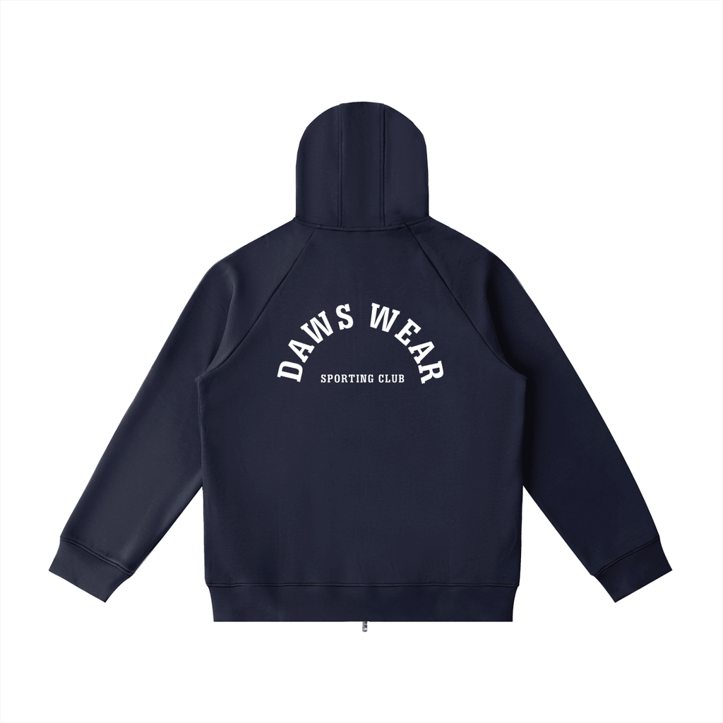 Heavyweight Raglan Sleeve Zip Hoodie Navy Blue - DAWS