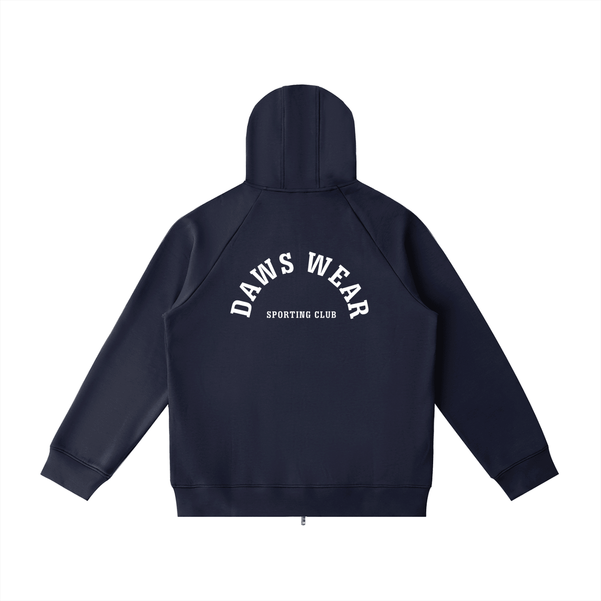 Heavyweight Raglan Sleeve Zip Hoodie Navy Blue - DAWS