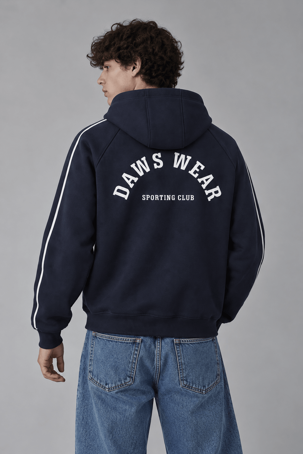 Heavyweight Raglan Sleeve Zip Hoodie Navy Blue - DAWS