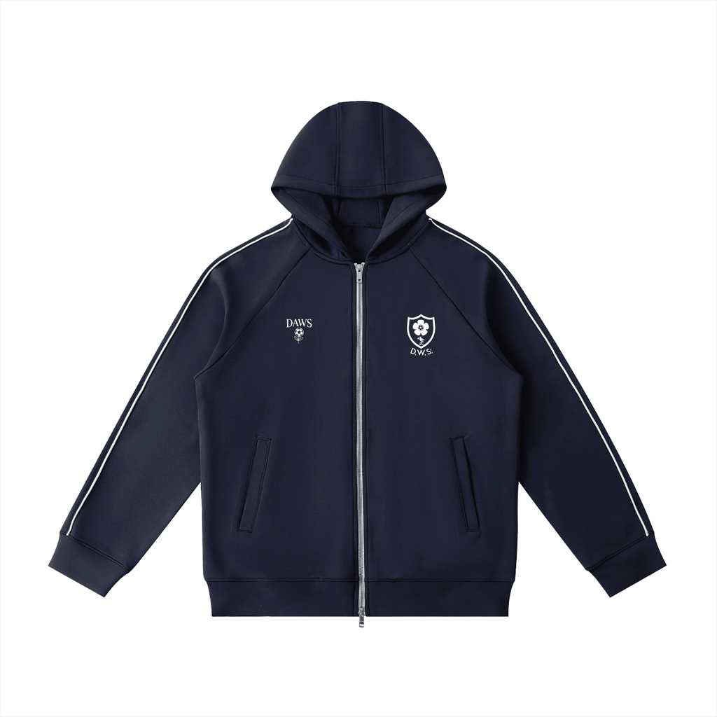 Heavyweight Raglan Sleeve Zip Hoodie Navy Blue - DAWS