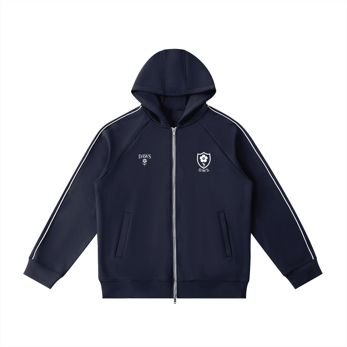 Heavyweight Raglan Sleeve Zip Hoodie Navy Blue - DAWS