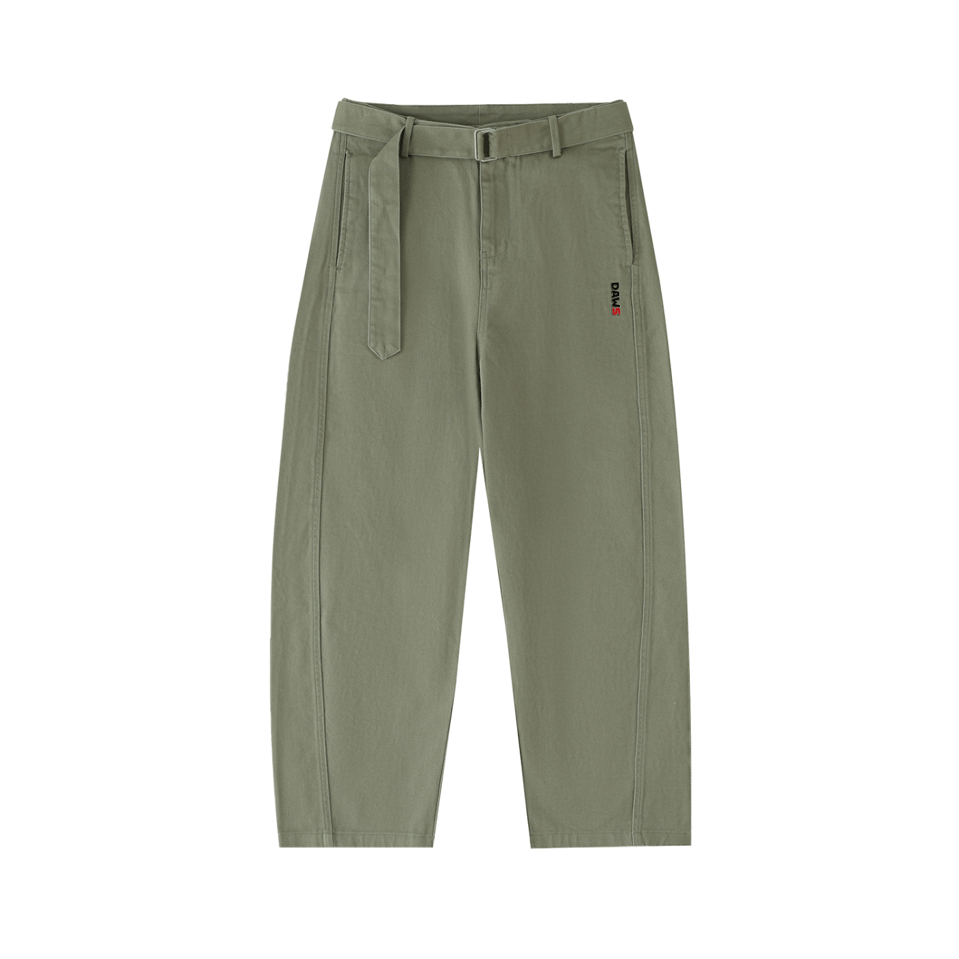 Pantalones chinos con pierna ancha en formato barril y cinturón para mujr - Verde color - Streetwear DAWS