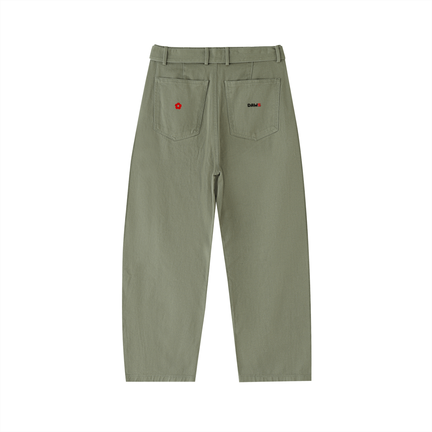 Pantalones chinos con pierna ancha en formato barril y cinturón para mujr - Verde color - Streetwear DAWS