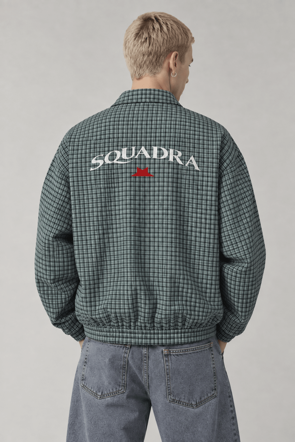 SQUADRA CHECKPOINT — Sudadera Quarter-Zip de Microcuadros Sky Blue Plaid - Sudadera DAWS