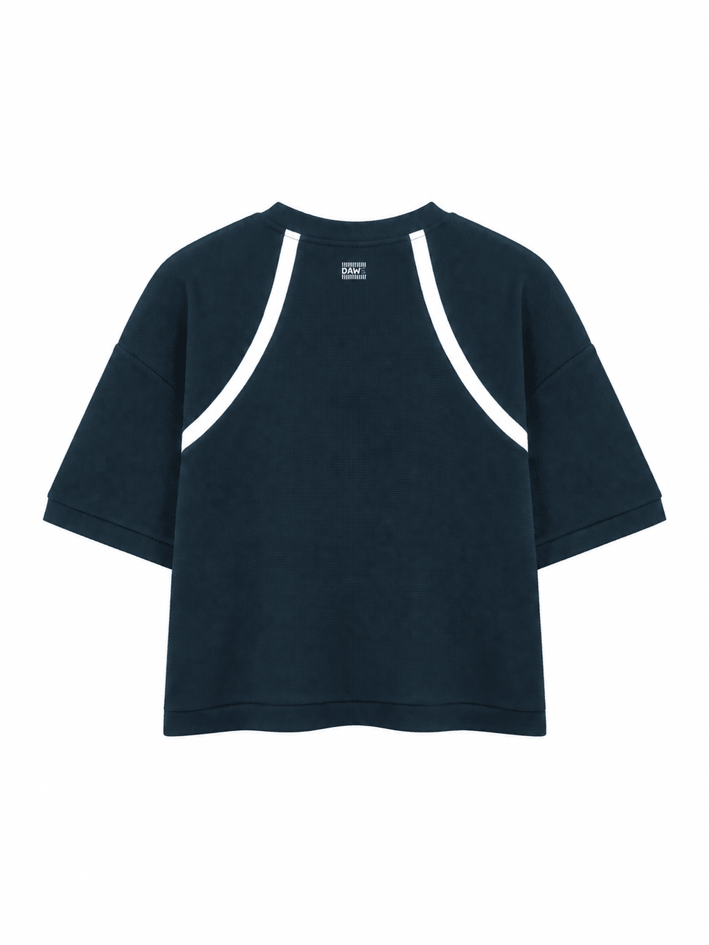 Squadra Color Block Waffle Boxy T-Shirt Navy Blue with White - Camiseta DAWS
