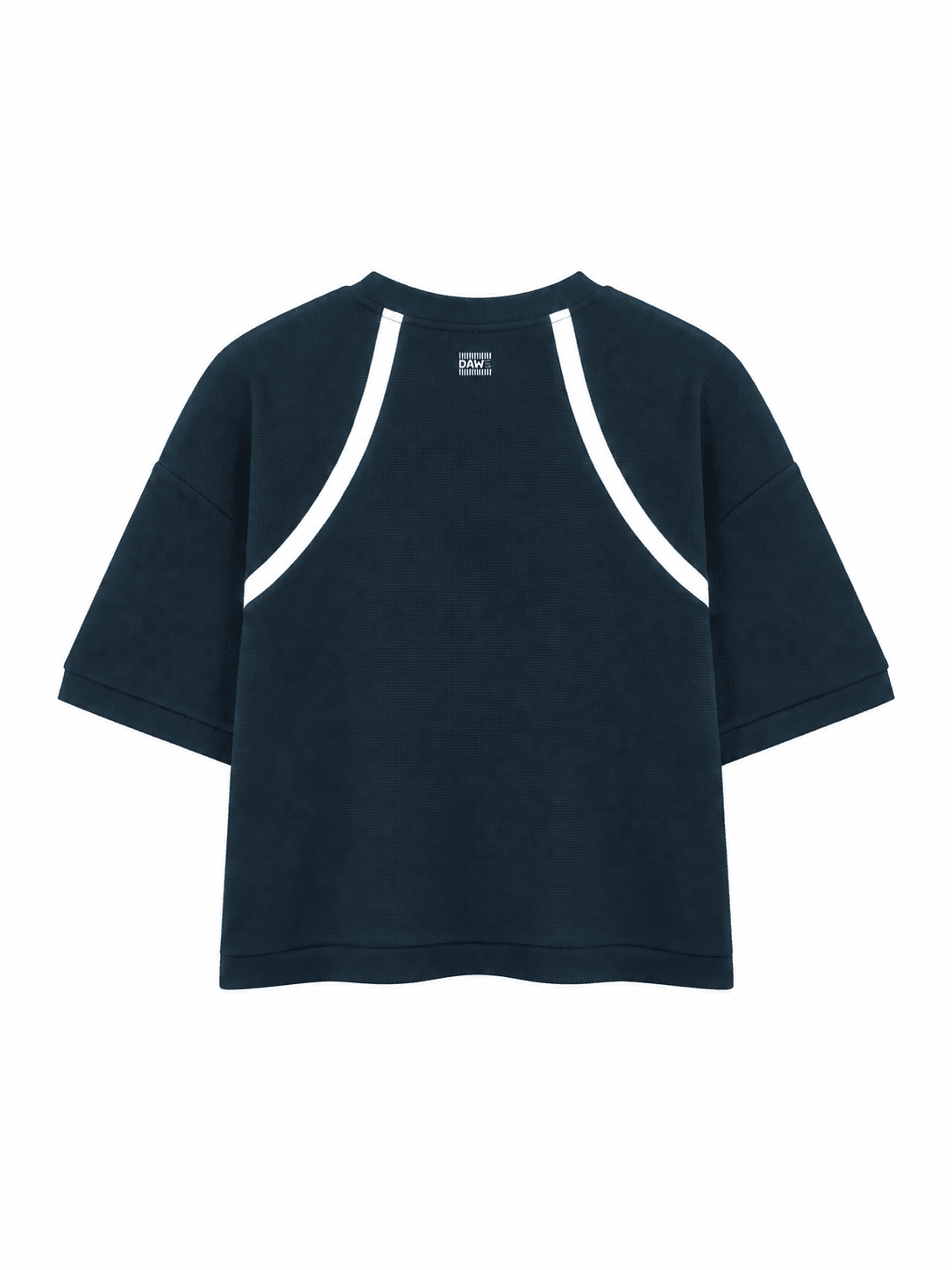 Squadra Color Block Waffle Boxy T-Shirt Navy Blue with White - Camiseta DAWS