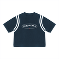 Squadra Color Block Waffle Boxy T-Shirt Navy Blue with White - Camiseta DAWS