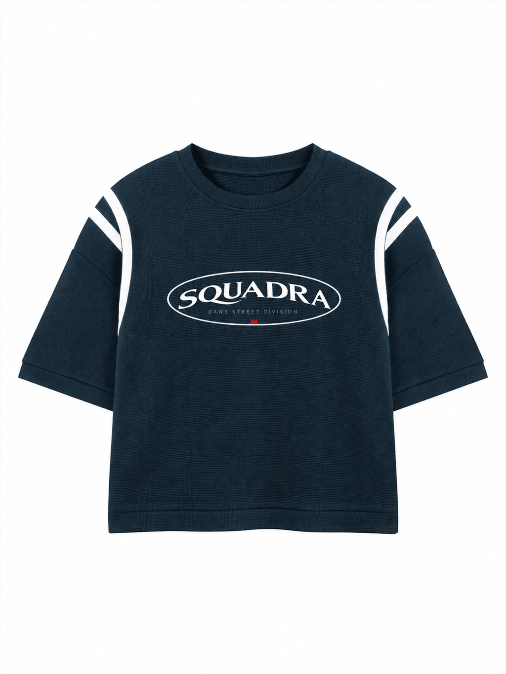 Squadra Color Block Waffle Boxy T-Shirt Navy Blue with White - Camiseta DAWS