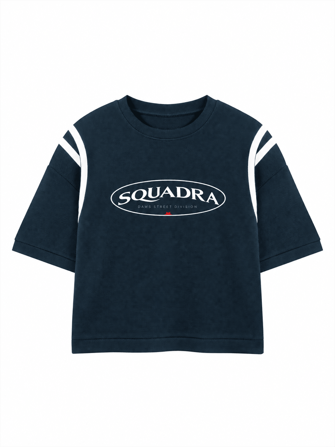 Squadra Color Block Waffle Boxy T-Shirt Navy Blue with White - Camiseta DAWS