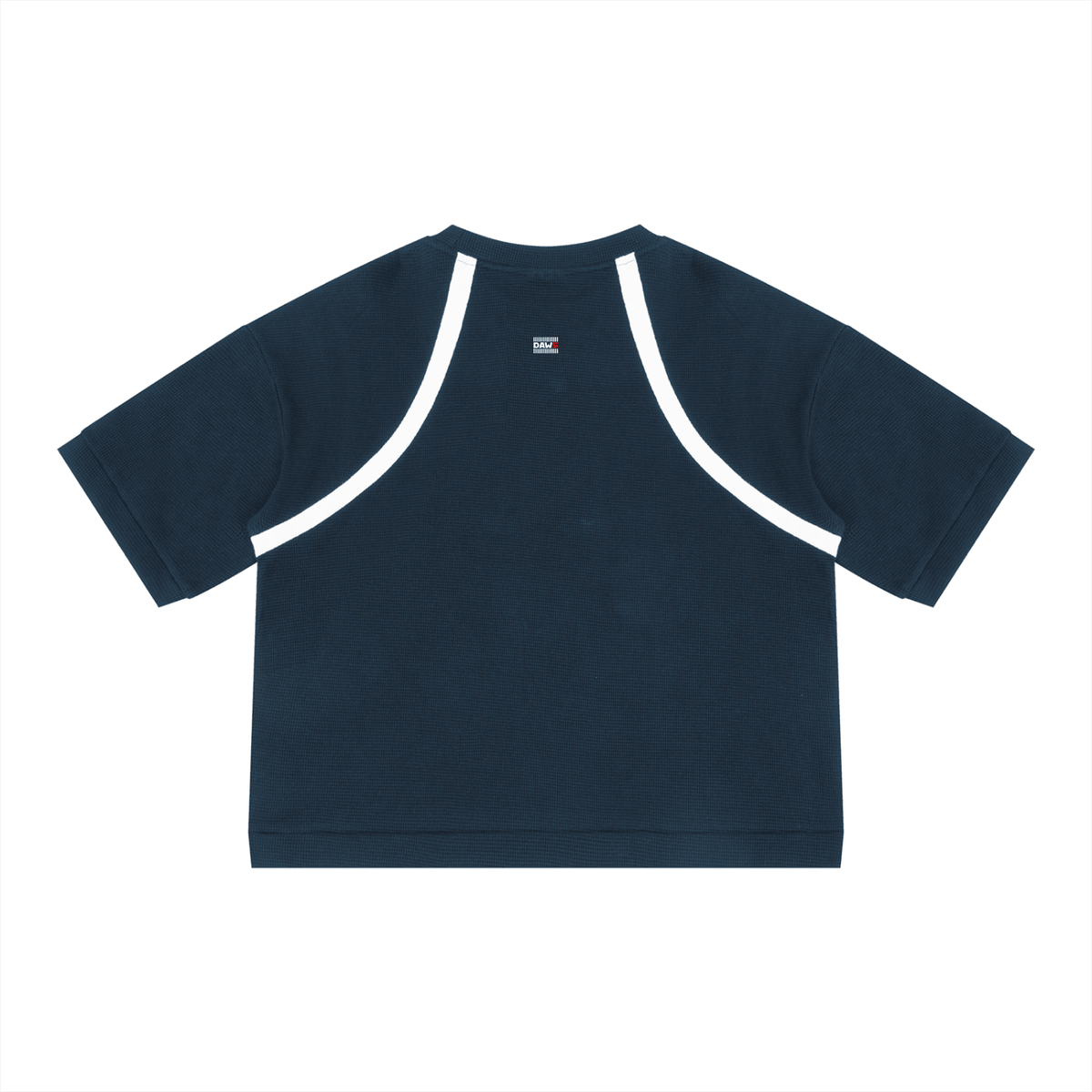 Squadra Color Block Waffle Boxy T-Shirt Navy Blue with White - Camiseta DAWS