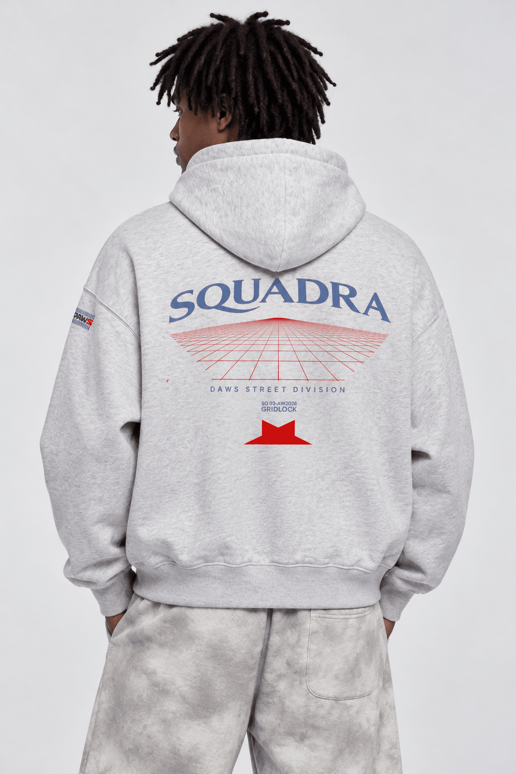 SQUADRA GRIDLOCK — Boxy Zip Hoodie Flower Gray Flower Gray - Sudadera con capucha DAWS