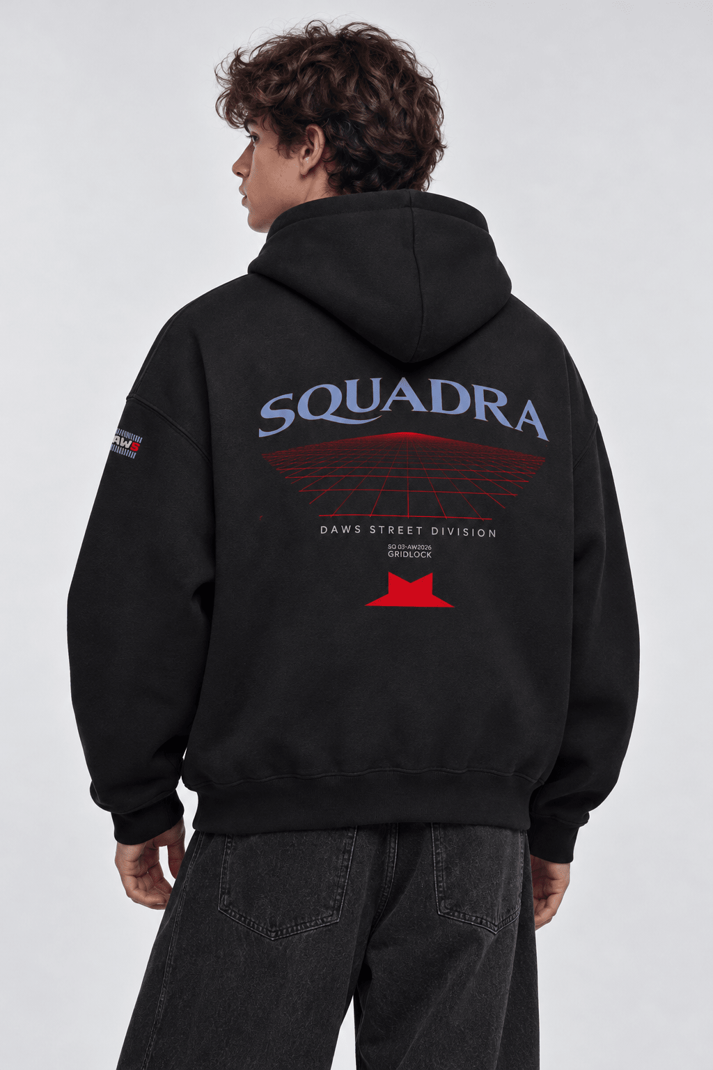 SQUADRA GRIDLOCK — Boxy Zip Hoodie Navy/Black Black - Sudadera con capucha DAWS