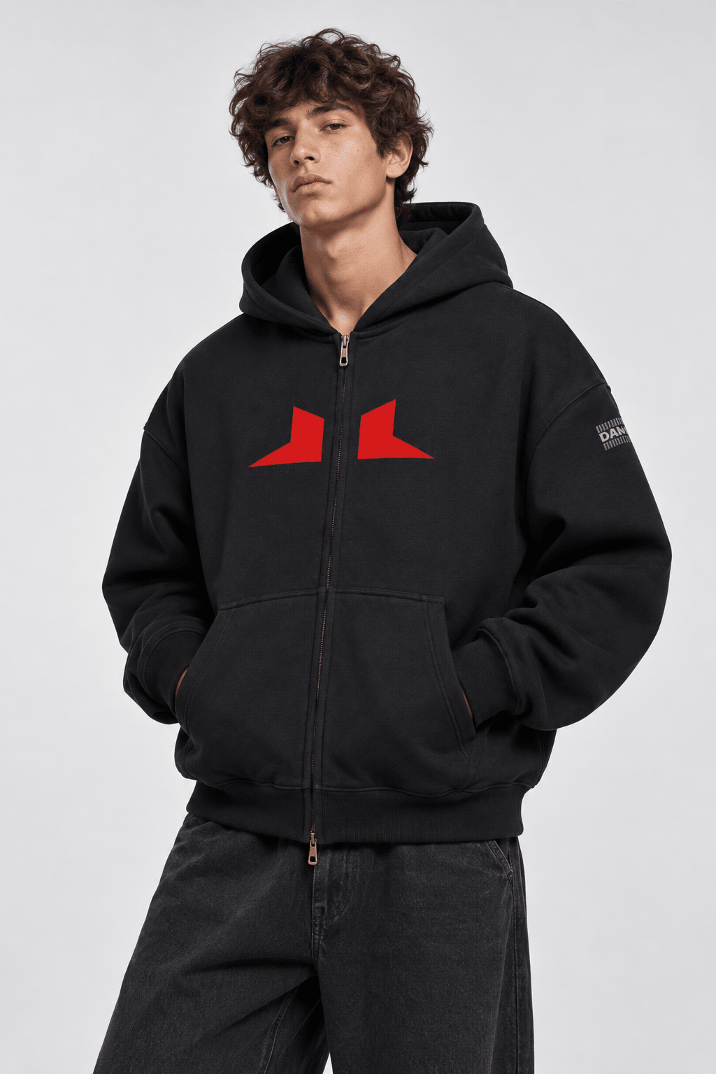 SQUADRA GRIDLOCK — Boxy Zip Hoodie Navy/Black Black - Sudadera con capucha DAWS