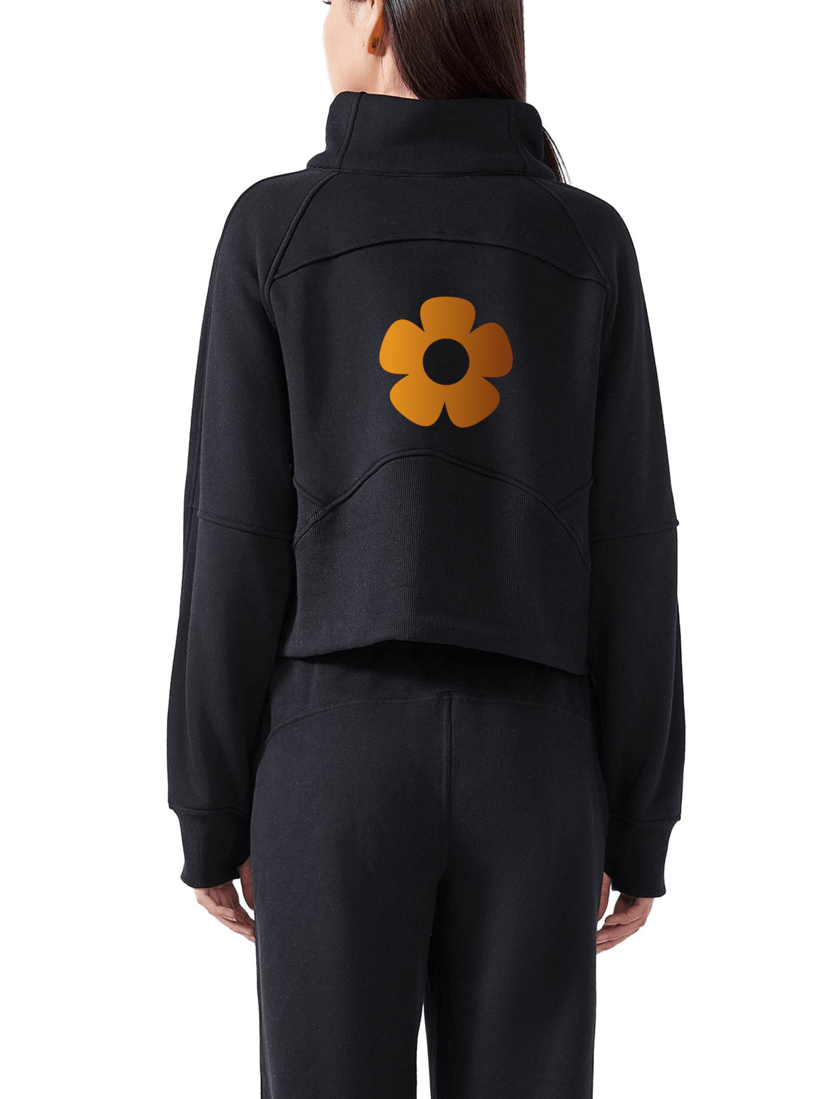 Sudadera Cropped con cremallera media Flor dorada DAWS Select mujer color - Streetwear DAWS