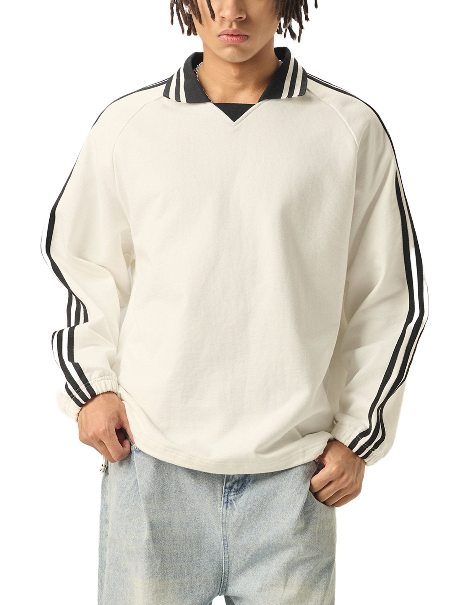 Sudadera de solapa Blanca con rayas negras laterales DAWS Select color - Streetwear DAWS