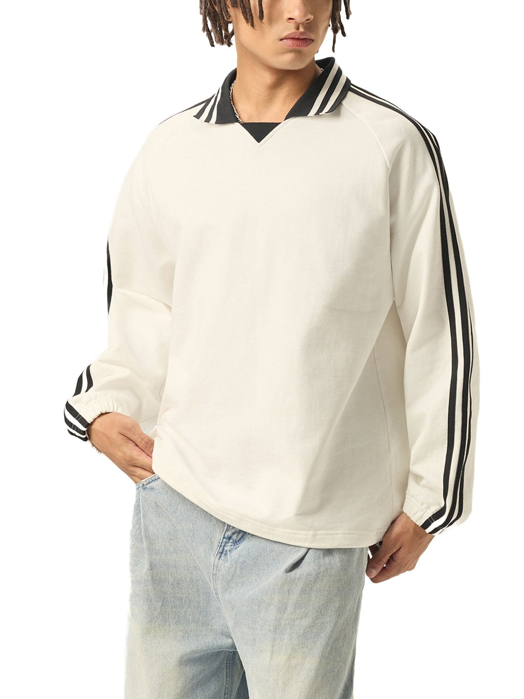 Sudadera de solapa Blanca con rayas negras laterales DAWS Select color - Streetwear DAWS