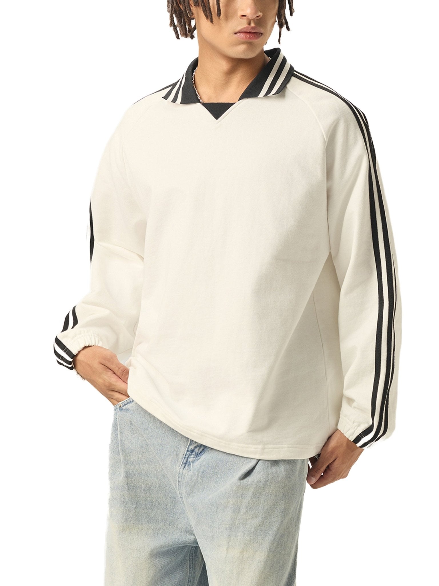 Sudadera de solapa Blanca con rayas negras laterales DAWS Select color - Streetwear DAWS