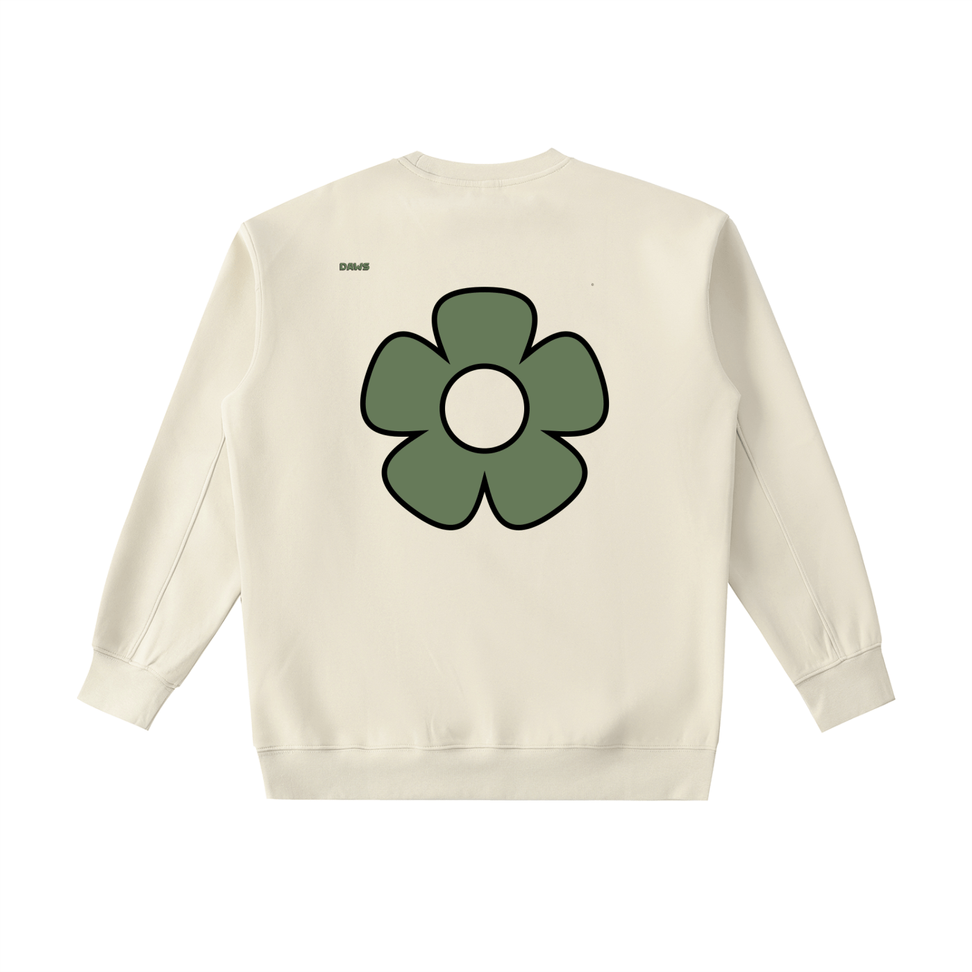 Sudadera Essential gruesa de cuello redondo DAWS Select - Flor verde Unisex color - Streetwear DAWS