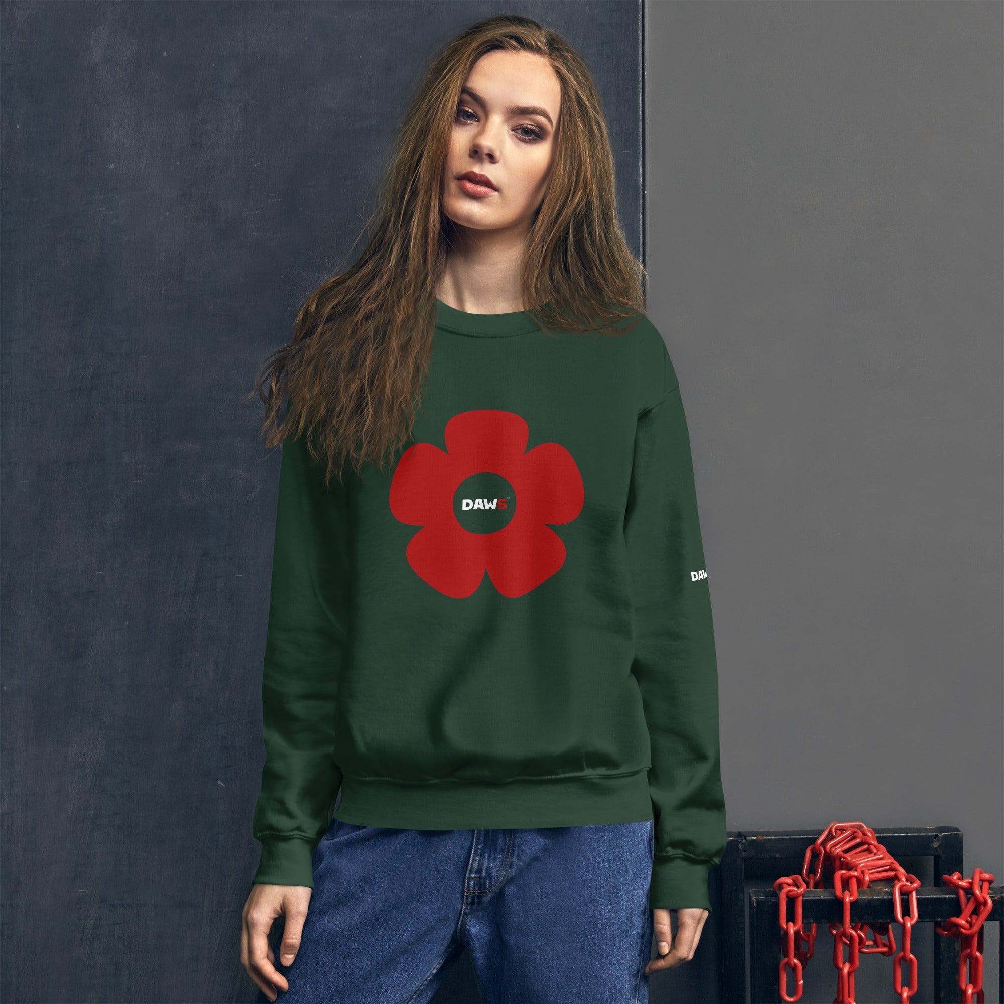 Sudadera Vera Redflower DAWS Basic unisex color - Streetwear DAWS