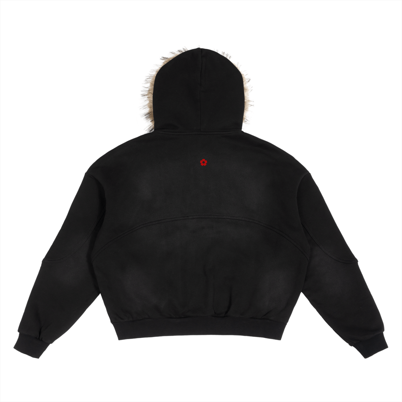 Sun Fade Boxy Detachable Fur Hoodie color - Streetwear DAWS