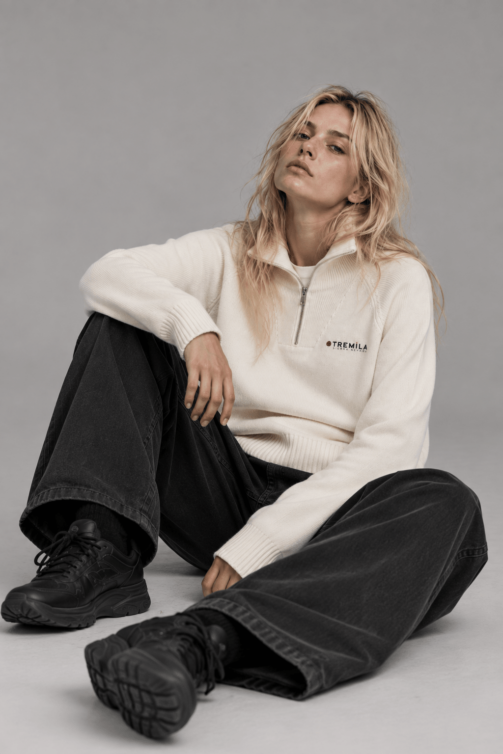 +Tremila Quarter Zip — Cream Beige - Quarter Zip DAWS