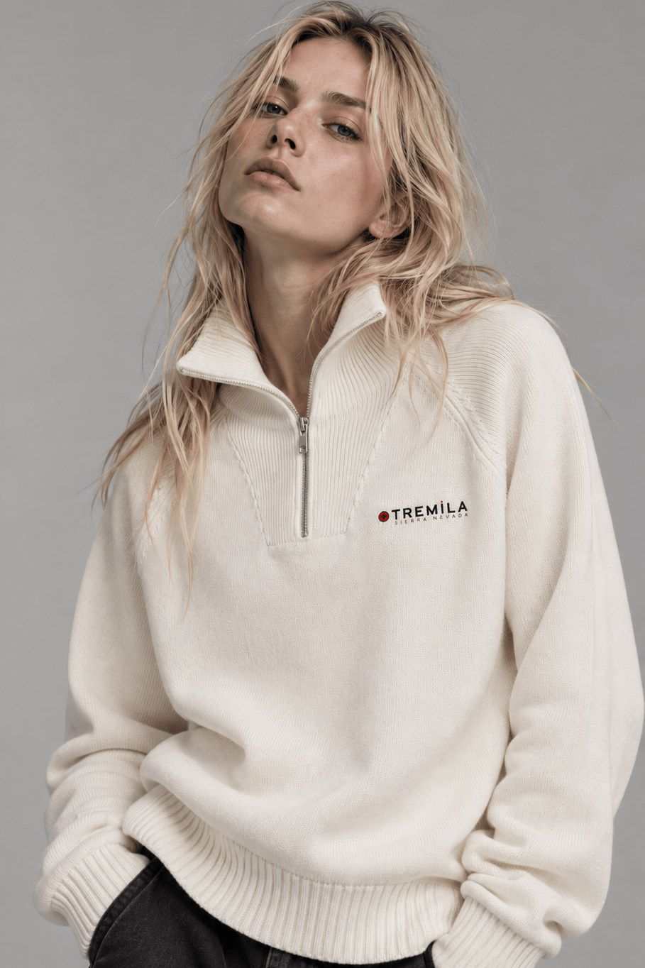 +Tremila Quarter Zip — Cream Beige - Quarter Zip DAWS