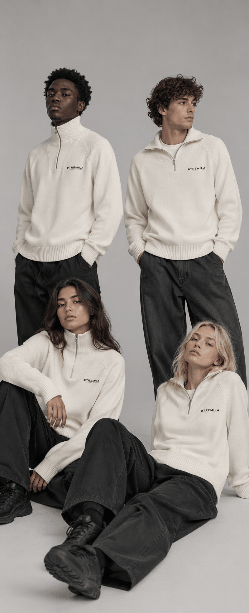 +Tremila Quarter Zip — Cream Beige - Quarter Zip DAWS